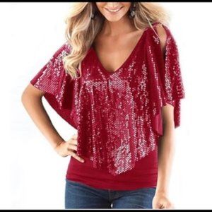 💜 NWOT Women's Holiday Sequin Top